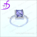 Light amethyst zicon square cut ring silver ring